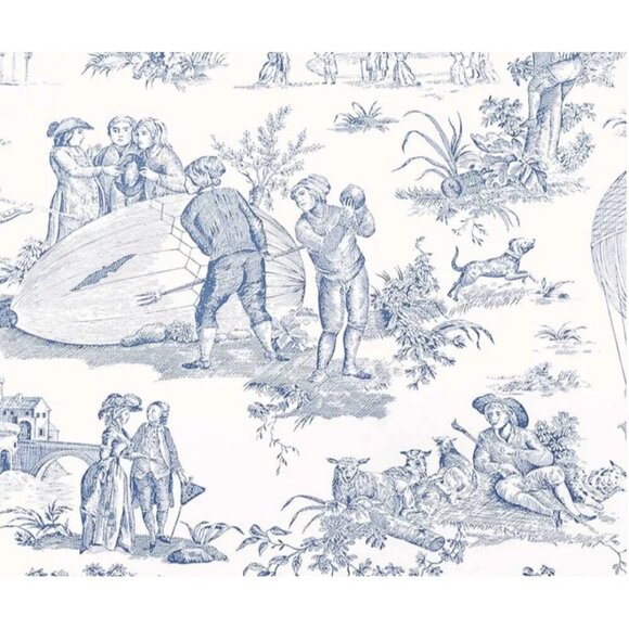 Charles Burger Other - New Charles Burger Wallpaper Blue Toile 21" x 11 yards Ballon de Gonesse